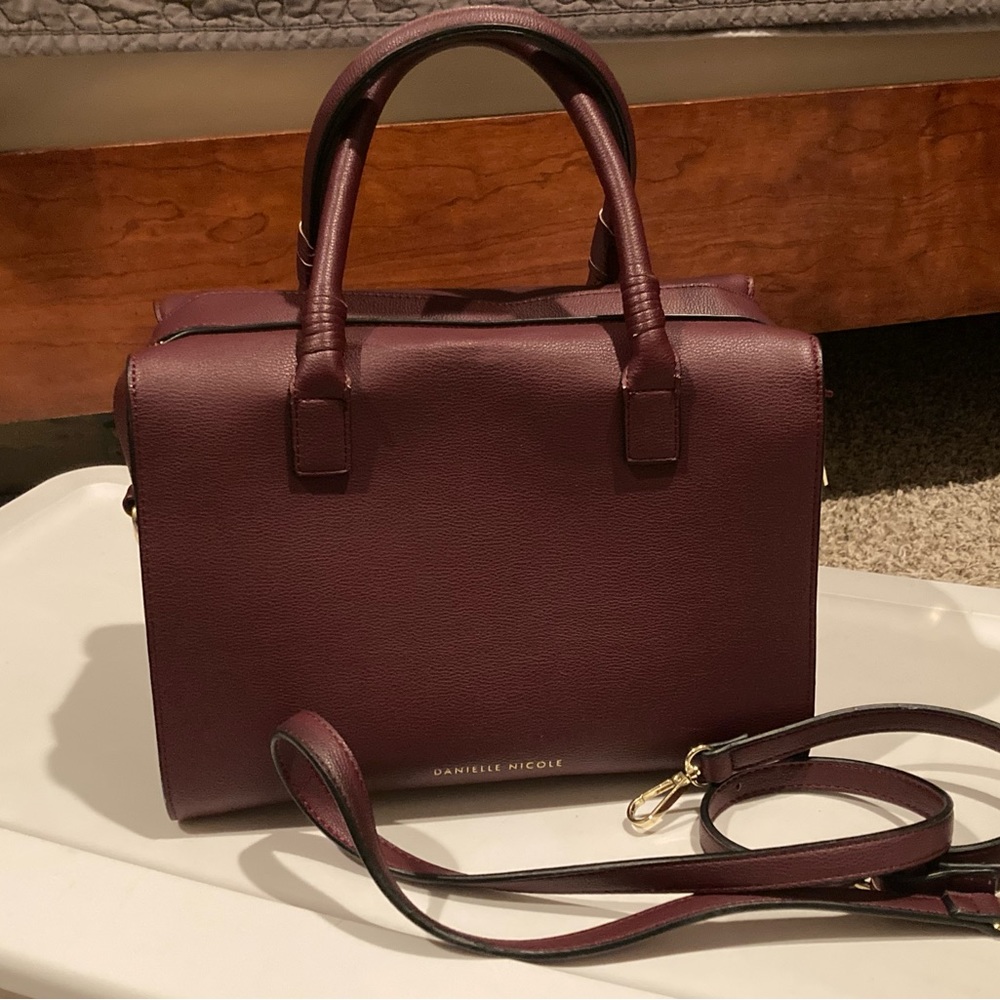 Maroon Saffiano Satchel w/ Detachable Shoulder Strap